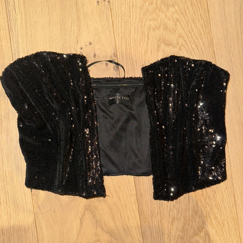White Fox Boutique Guest List Sequin Bustier Black size large